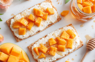 Тосты с манго и творожным муссом